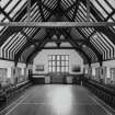 Interior. Hall view from NW showing roof structure