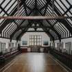 Interior. Hall view from NW showing roof structure