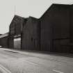 View from NW of N frontage of works (on East Hamilton Street), showing gable end of Assembly and Fitting Shops, photographed 10 August 1993