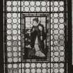Interior.
Detail of stained glass on front entrance door.