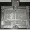 Staircase, detail of war memorial plaque