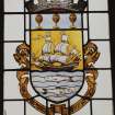 Council Chambers, detail of stained glass showing Greenock's Coat of Arms