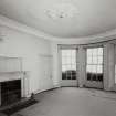 Greenock, 48 Eldon Street, Seafield Cottage, interior, ground floor room showing fireplace and bow window