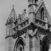 Detail of south side of tower showing roof, fleche and turret