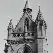 View of north side of tower, statue of St. James and fleche