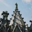 Detail of pinnacle on corner of tower with statue of St. James