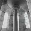 Interior.  Tower, detail of carved stone capital at top of stair