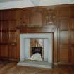 Interior.
View of panelling and fireplace in drawing room.