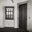 Interior.
Detail window and door in second floor bedroom.