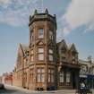 View from E showing three storey octagonal tower