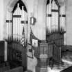 Interior.
Detail of pulpit and organ.