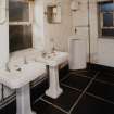 Main Offices: view of Executive Toilet, showing Shanks stall urinal and pedestal wash-hand basin (lavatory)