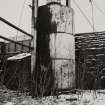 View of hydraulic accumulator tower and counter-weight.