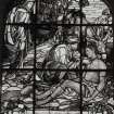 Detail of stained glass window at E end.