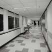 First floor, general view along corridor showing whole length of building, Bellshill Maternity Hospital.