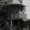 View of gazebo from walled garden to West