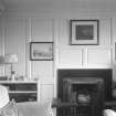 Interior view of Linhouse showing room with fireplace.