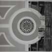 Interior.
Detail of ceiling plasterwork in meeting hall on second floor.