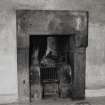 Interior.
Detail of fireplace in bothy.