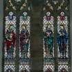 Interior, detail of W stained glass window depicting The 4 Apostles