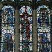 Interior, detail of N aisle stained glass window The Fraser Memorial by Gordon Webster 1974