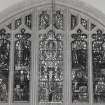 Interior, detail of E chancel stained glass window The Kerr Memorial by Gordon Webster 1936