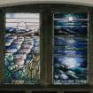 Interior, detail of S aisle stained glass window the Cuthbertson Memorial