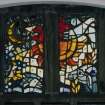 Interior, detail of S aisle stained glass window by Sadie McLellan