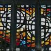 Interior, detail of S aisle stained glass window by Sadie McLellan
