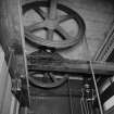 Paisley, Gilmour Street, Railway Station
Detailed view at top of Platform 2's lift shaft, showing pulleys and remains of cable controls