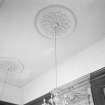 Interior view of Newhailes House showing detail of library ceiling roses.