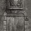 Detail of doorway and armorial panel.