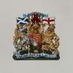 Interior.
Detail of Royal Arms heraldic plaque.