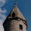 Detail of top of tower from NW.