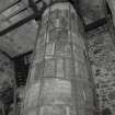 Interior. ground level in West kiln, view from NW showing tower of grain drier, which replaced the traditional firebox, invert and wire-mesh floor