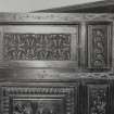 Interior.
Detail of carved panel and hinges in drawing room door.