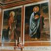 Interior.
Detail showing paintings of St Andrew and St Thomas in chapel.