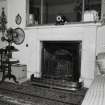 Interior.  Ground floor, living room, view of fireplace area.