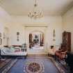 Interior.  Ground floor, living room, view from bowed end showing enfilade of S flank apartments.