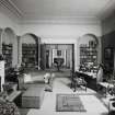 Interior.  Ground floor, view of library showing enfilade of S flank apartments.