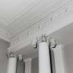 Interior.  Ground floor, dining room, detail of columns and entablature of sideboard recess.