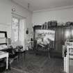 Interior.  View of apartment in use as study.