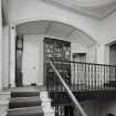 Interior.  First floor, view of stairway landing.