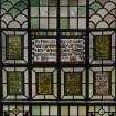 Interior.
Detail of stained glass window WWI Memorial given by the women of the parish.