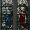 Interior.
Detail of stained glass in memory of Rev W M Inglis depicting Christ as the good shepherd and Light of the world.