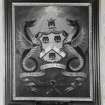 Interior.
Detail of guild coat of arms heraldic plaque.