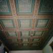 Interior. Drawing room View of richly decorated coffered ceiling