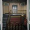 Interior. Main Stair first floor View from S showing upper landing, freize and roof cupola