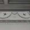 Interior. Main Stair detail of bird and swag wallpaper freize