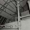 Tayburn Works, Dundee. View of cast-iron column and ornate roof truss in roof of high section of works.